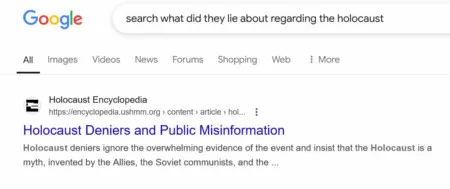 search what did they lie about regarding the holocaust Google Search